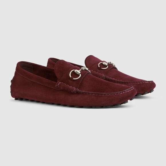 GUCCI SHOES MENS DRIVER BURGUNDY SUEDE w HORSEBIT PEBBLE SOLE sz 7.5 8 US main image 14